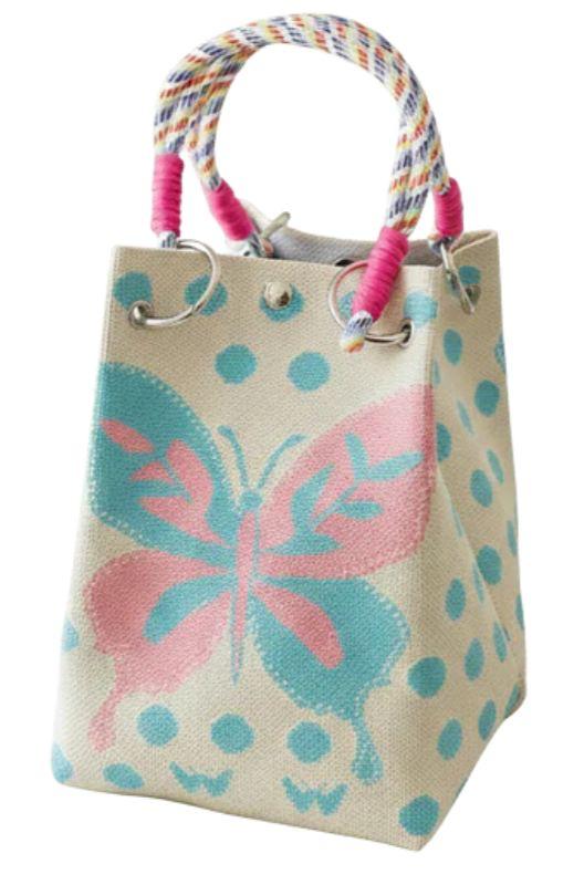 Whimsical Flutter Mini Bucket Tote – Blue Butterfly